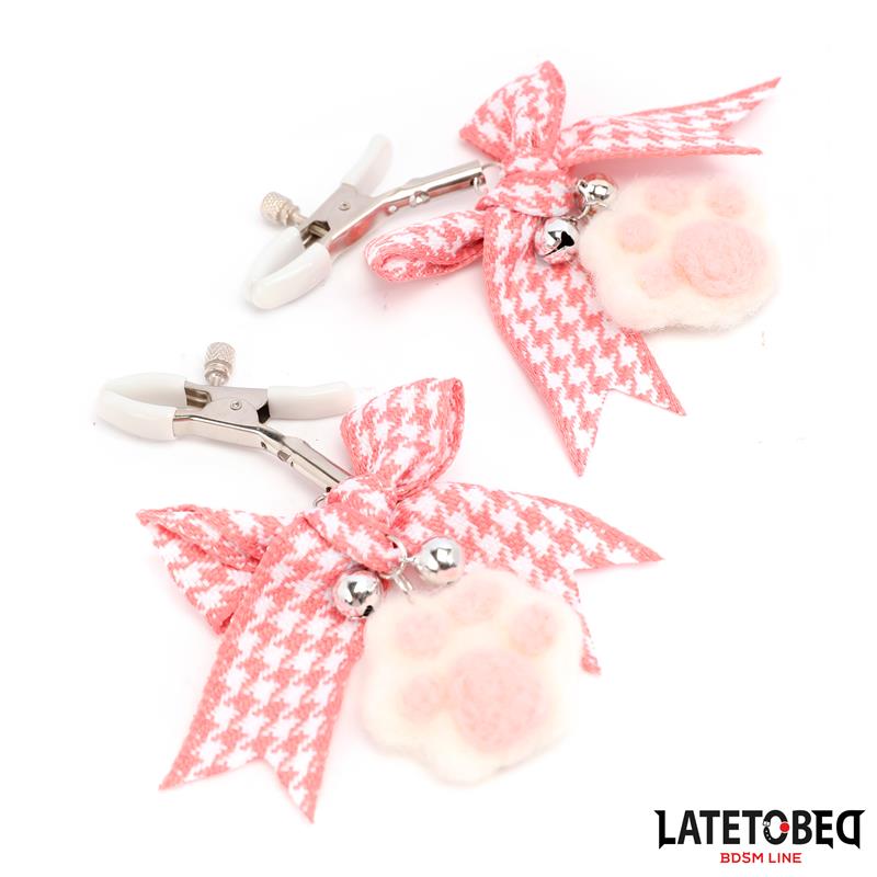 LATETOBED BDSM LINE - NIPPLE CLAMPS WITH KITTY PAW POMPON