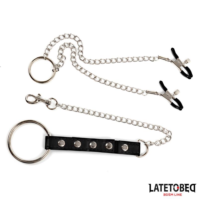LATETOBED BDSM LINE - NIPPLE CLAMPS WITH PENIS RING