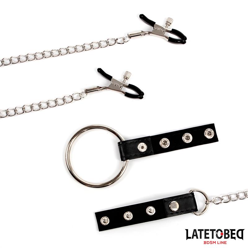 LATETOBED BDSM LINE - NIPPLE CLAMPS WITH PENIS RING