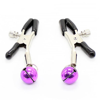 LATETOBED BDSM LINE - NIPPLE CLAMPS WITH PURPLE BELL