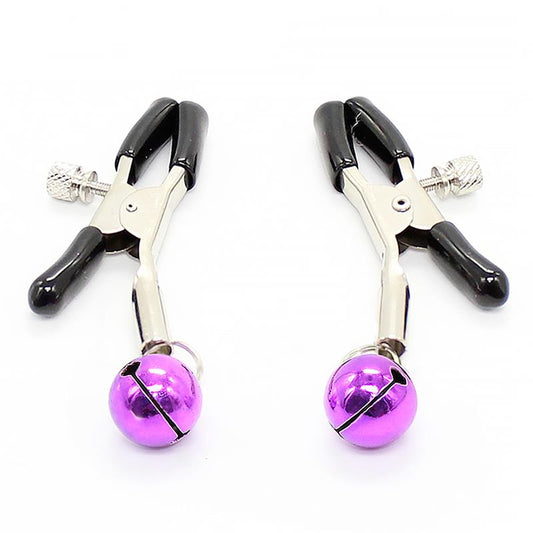LATETOBED BDSM LINE - NIPPLE CLAMPS WITH PURPLE BELL