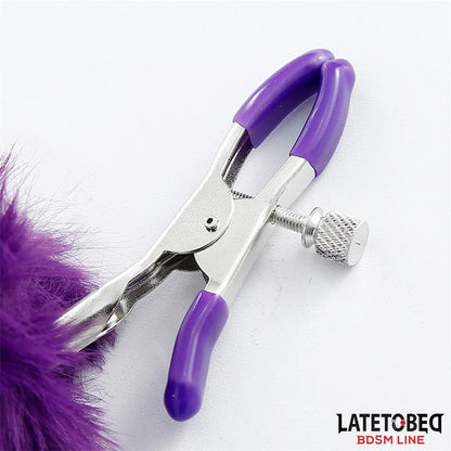 LATETOBED BDSM LINE - NIPPLE CLAMPS WITH PURPLE FUR