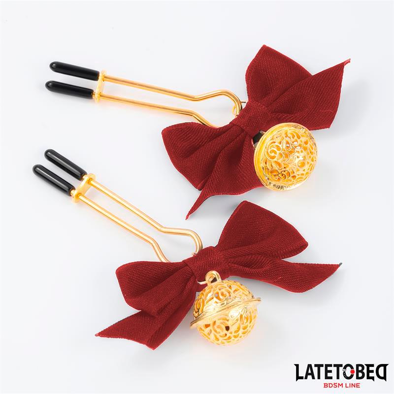 LATETOBED BDSM LINE - NIPPLE CLAMPS WITH RED BOW
