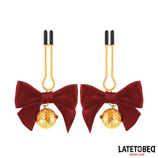 LATETOBED BDSM LINE - NIPPLE CLAMPS WITH RED BOW