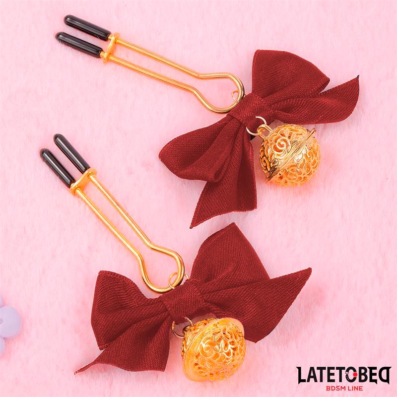LATETOBED BDSM LINE - NIPPLE CLAMPS WITH RED BOW
