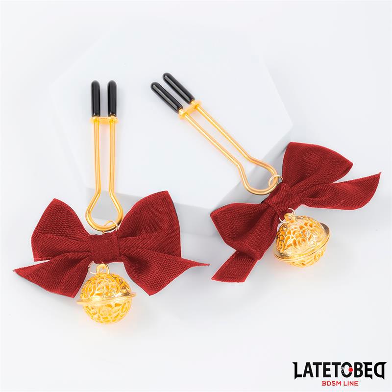LATETOBED BDSM LINE - NIPPLE CLAMPS WITH RED BOW