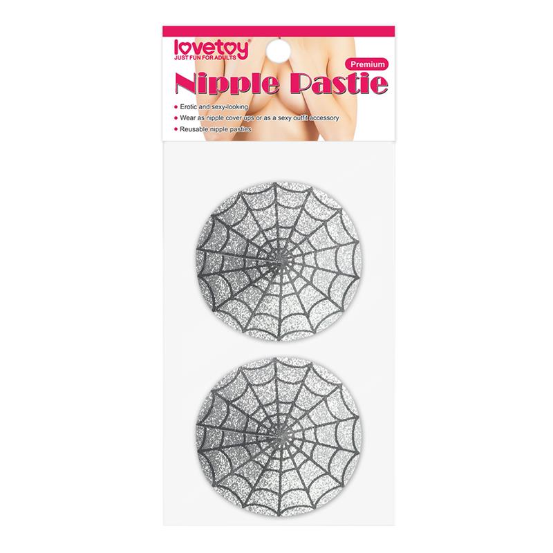 LOVETOY - NIPPLE COVERS REUSABLE SPIDER PATTERN SILVER