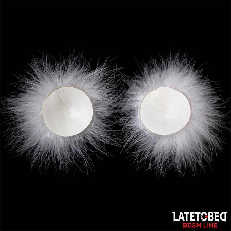 LATETOBED BDSM LINE - NIPPLE COVERS WITH FEATHER