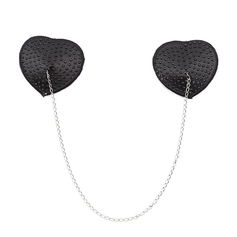 LATETOBED BDSM LINE - NIPPLE COVERS WITH METAL CHAIN BLACK