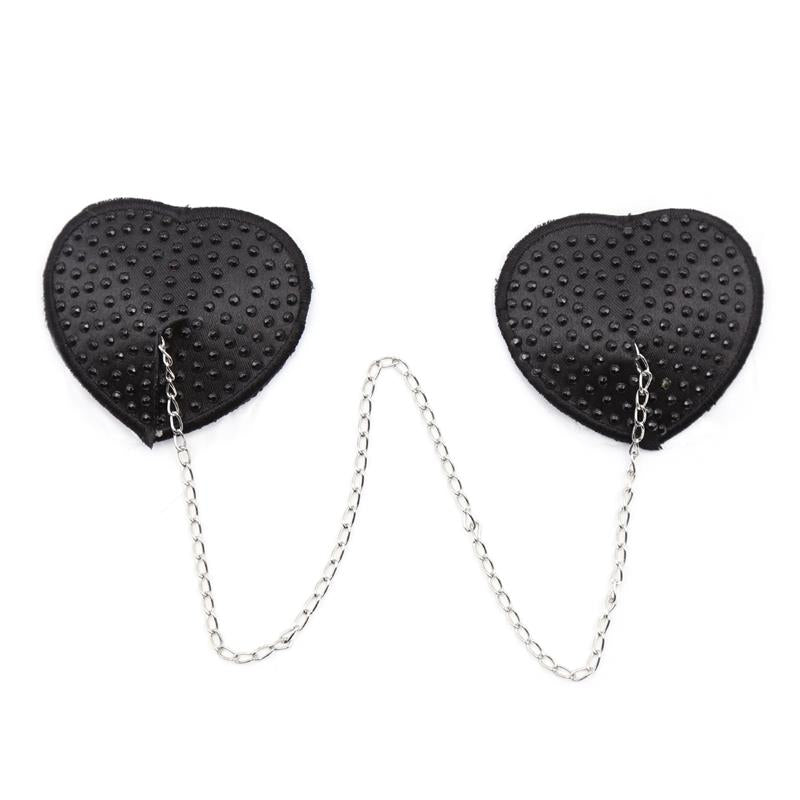 LATETOBED BDSM LINE - NIPPLE COVERS WITH METAL CHAIN BLACK