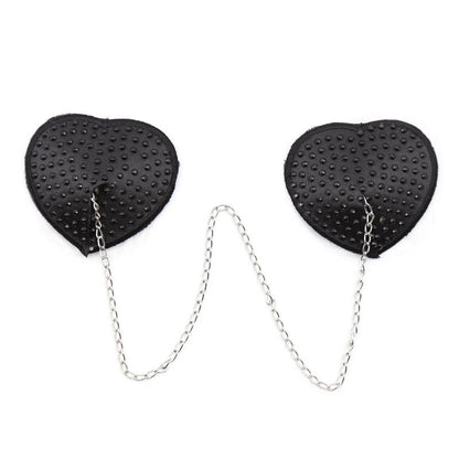 LATETOBED BDSM LINE - NIPPLE COVERS WITH METAL CHAIN BLACK