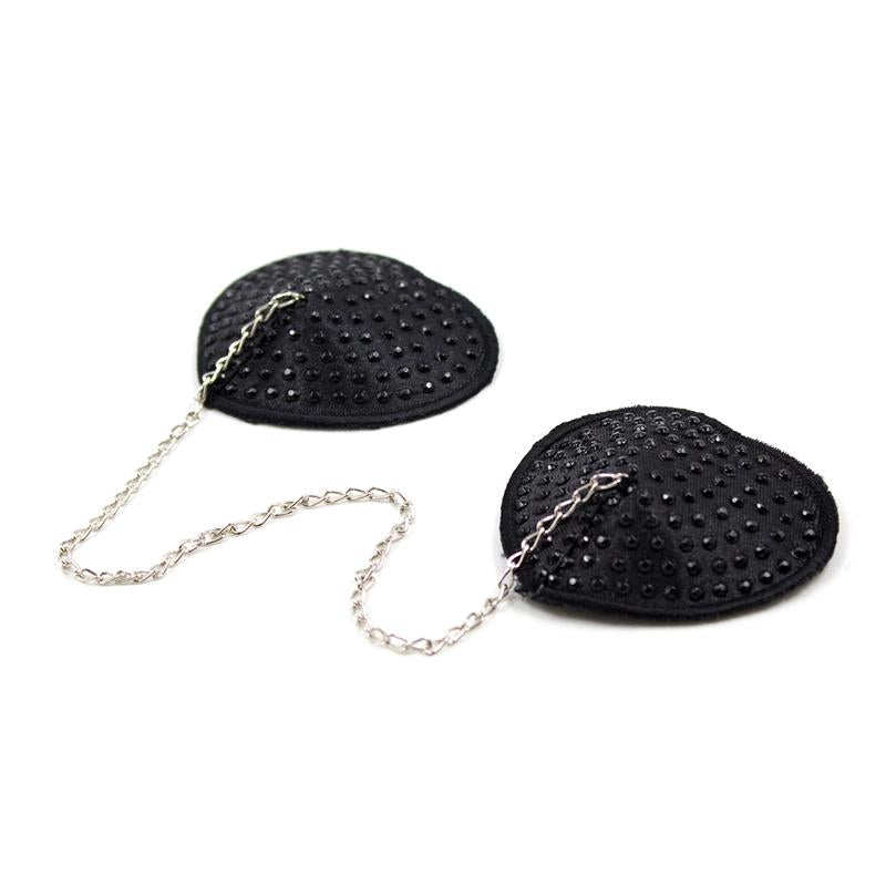 LATETOBED BDSM LINE - NIPPLE COVERS WITH METAL CHAIN BLACK