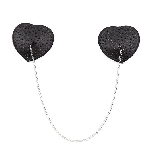 LATETOBED BDSM LINE - NIPPLE COVERS WITH METAL CHAIN BLACK