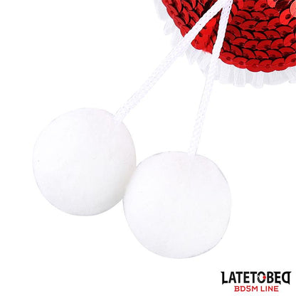 LATETOBED BDSM LINE - NIPPLE PASTIES WITH RED SEQUIN POM-POM