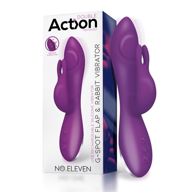 ACTION - NO. ELEVEN VIBRATOR WITH BUNNY, G-SPOT AND PULSE FUNCTION MAGNETIC USB SILICONE
