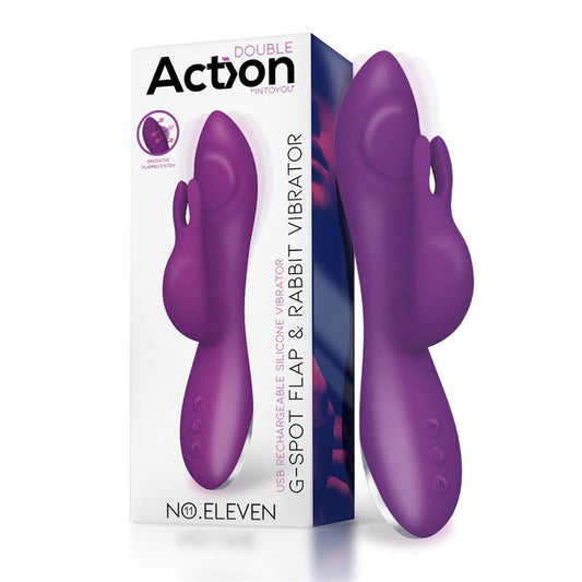 ACTION - NO. ELEVEN VIBRATOR WITH BUNNY, G-SPOT AND PULSE FUNCTION MAGNETIC USB SILICONE