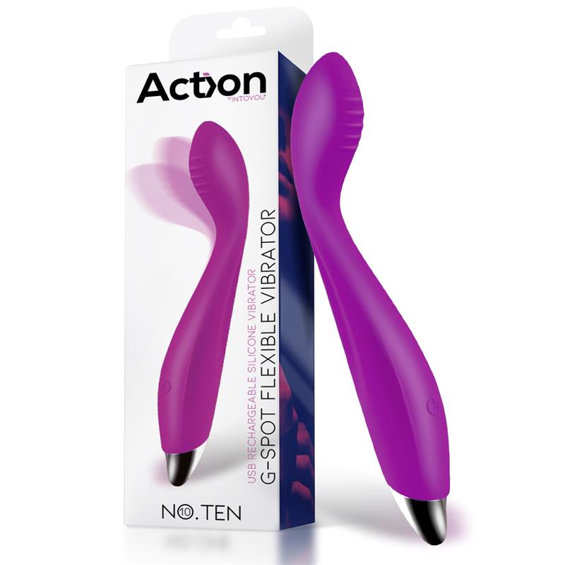 ACCIÓN - NO. TEN G-SPOT VIBRADOR HÍPER FLEXIBLE MAGNÉTICO USB DE SILICONA