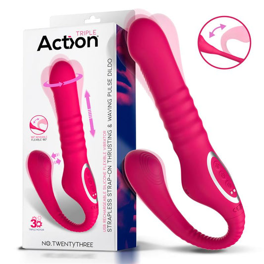 ACTION - NO. TWENTYTHREE DOUBLE VIBE PULSATION AND THRUSTING FLEXIBLE 180º
