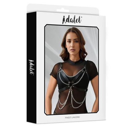 ADALET LINGERIE - NOELLE VEGAN LEATHER CHEST HARNESS WITH CHAIN ONE SIZE