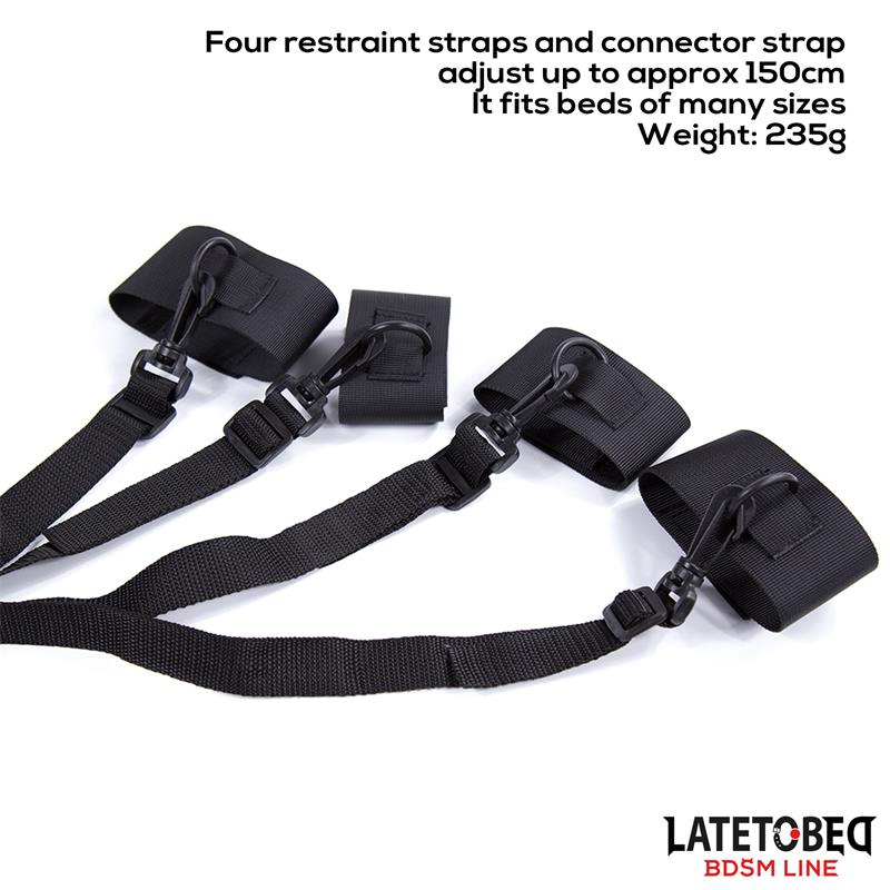 LATETOBED BDSM LINE - NYLON VELCRO BED RESTRAINTS WITH PLASTIC HOOK