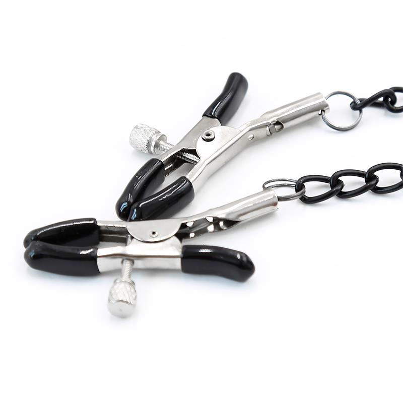 INTOYOU BLACK SHADOW - O RING GAG AND NIPPLE CLAMPS VEGAN LEATHER