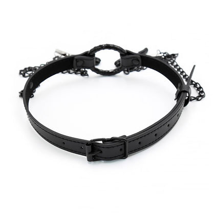 INTOYOU BLACK SHADOW - O RING GAG AND NIPPLE CLAMPS VEGAN LEATHER