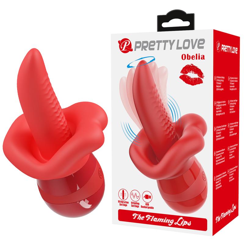 PRETTYLOVE - OBELIA STIMULATOR WITH VIBRATION AND TONGUE MOVEMENT