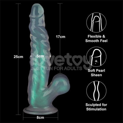 LOVETOY - OPAL PEARL SHEEN DILDO GREEN 10