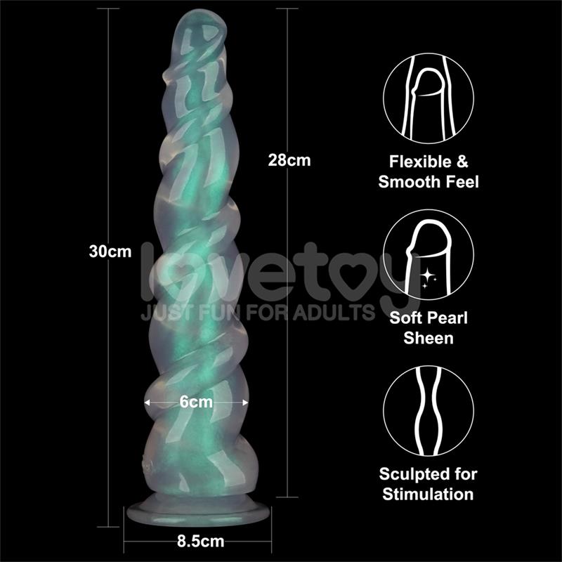 LOVETOY - OPAL PEARL SHEEN DILDO GREEN 11.5