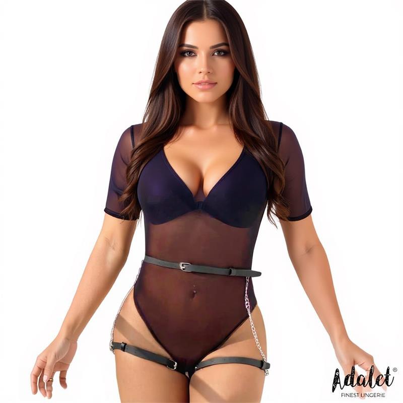 ADALET LINGERIE - ORIANA VEGAN LEATHER BELT HARNESS WITH CHAIN ONE SIZE