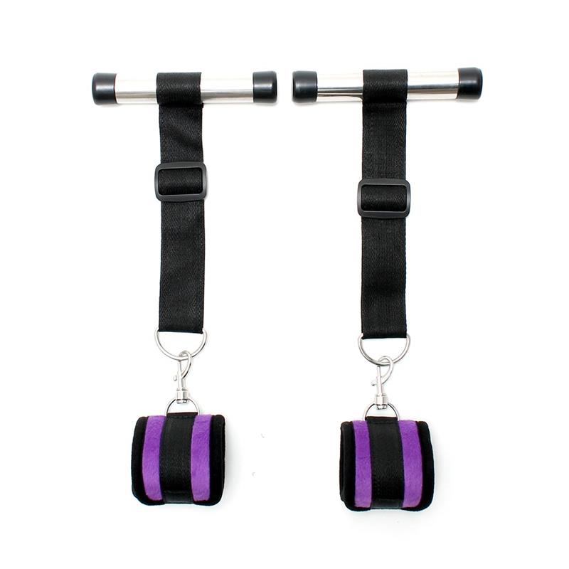 BONDAGE PLAY - OVER THE DOOF CUFFS SET PURPLE