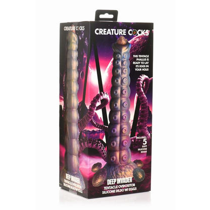 CREATURE COCKS - OVIPOSITOR DILDO WITH 5 EGGS DEEP INVADER TENTACLE
