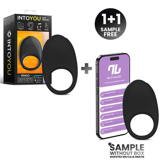 INTOYOU APP SERIES - PACK 1+1 RINGO SILICONE VIBRATING RING WITH APP BLACK