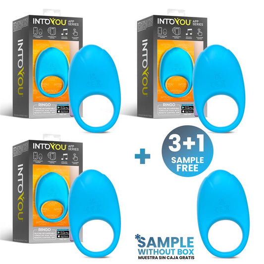 INTOYOU APP SERIES - PACK 3 + TESTER RINGO VIBRATING RING WITH APP BLUE
