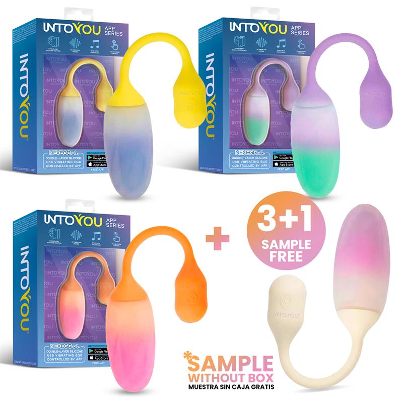 INTOYOU APP SERIES - PACK 3+1 NEXEGG VIBE VIBRATING EGG DOUBLE LAYER SILICONE APP