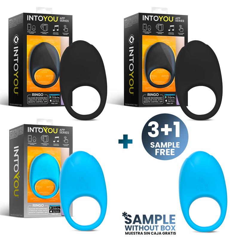 INTOYOU APP SERIES - PACK 3+1 RINGO SILICONE VIBRATING RING WITH APP