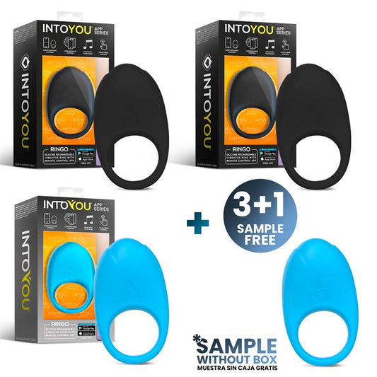 INTOYOU APP SERIES - PACK 3+1 RINGO SILICONE VIBRATING RING WITH APP