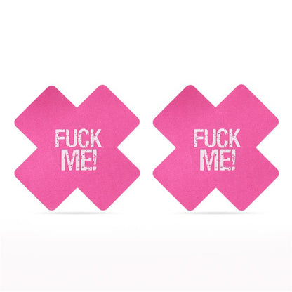 LOVETOY - PACK NIPPLE COVERS CROSS BLACK AND PINK FUCK ME
