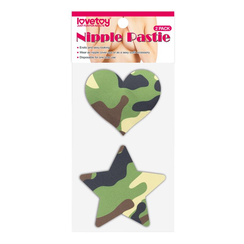 LOVETOY - PACK NIPPLE COVERS STAR AND HEART CAMOUFLAGE
