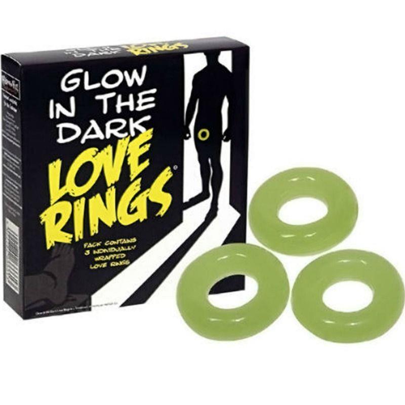 SPENCER & FLEETWOOD - PACK OF 3 GLOW IN THE DARK LOVE RINGS