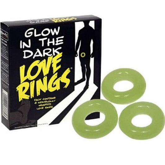 SPENCER & FLEETWOOD - PACK OF 3 GLOW IN THE DARK LOVE RINGS