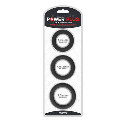 LOVETOY - PACK OF 3 PENIS RING POWER PLUS BLACK