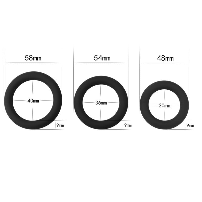 LOVETOY - PACK OF 3 PENIS RING POWER PLUS BLACK