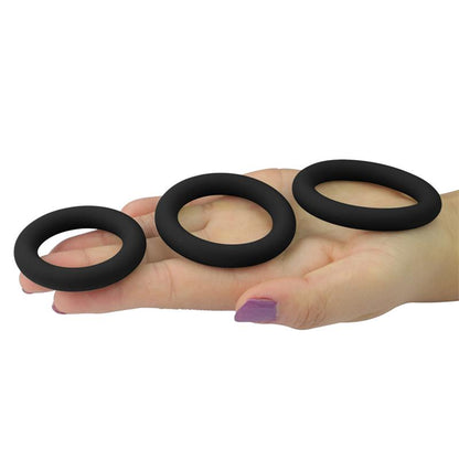 LOVETOY - PACK OF 3 PENIS RING POWER PLUS BLACK