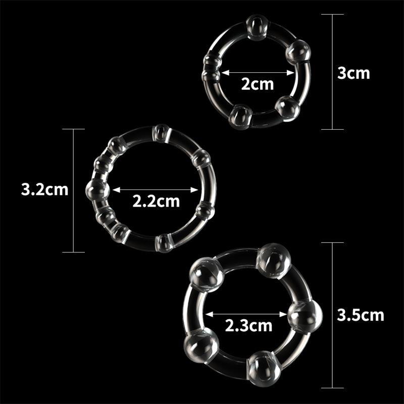 LOVETOY - PACK OF 3 PENIS RING POWER PLUS TRIPLE CLEAR