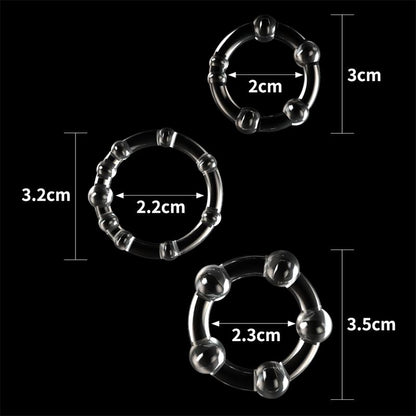 LOVETOY - PACK OF 3 PENIS RING POWER PLUS TRIPLE CLEAR