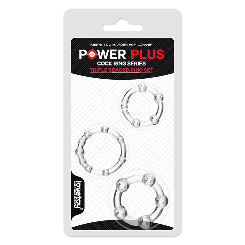 LOVETOY - PACK OF 3 PENIS RING POWER PLUS TRIPLE CLEAR