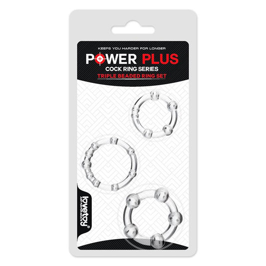 LOVETOY - PACK OF 3 PENIS RING POWER PLUS TRIPLE CLEAR