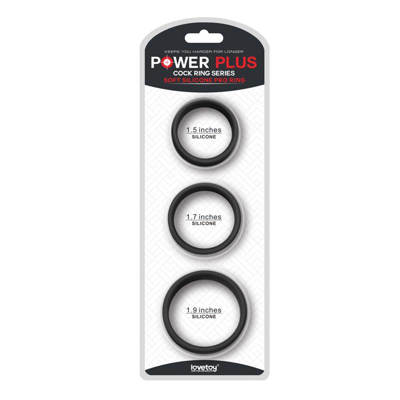 LOVETOY - PACK OF 3 PENIS RING POWER RING BLACK