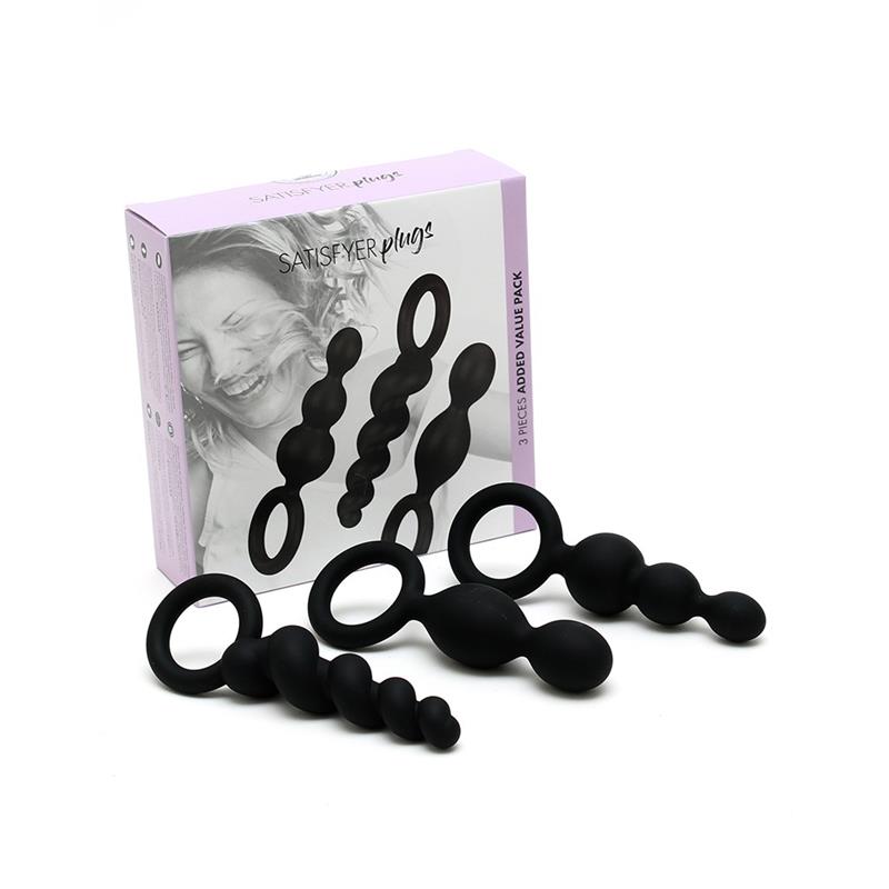 SATISFYER - PACK OF 3 PLUGS SILICONE BLACK